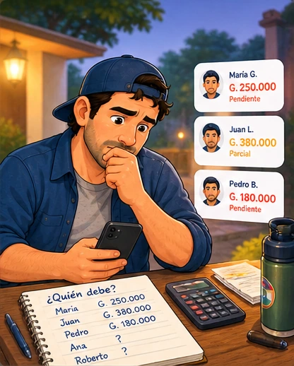 Carlos revisando cobros pendientes